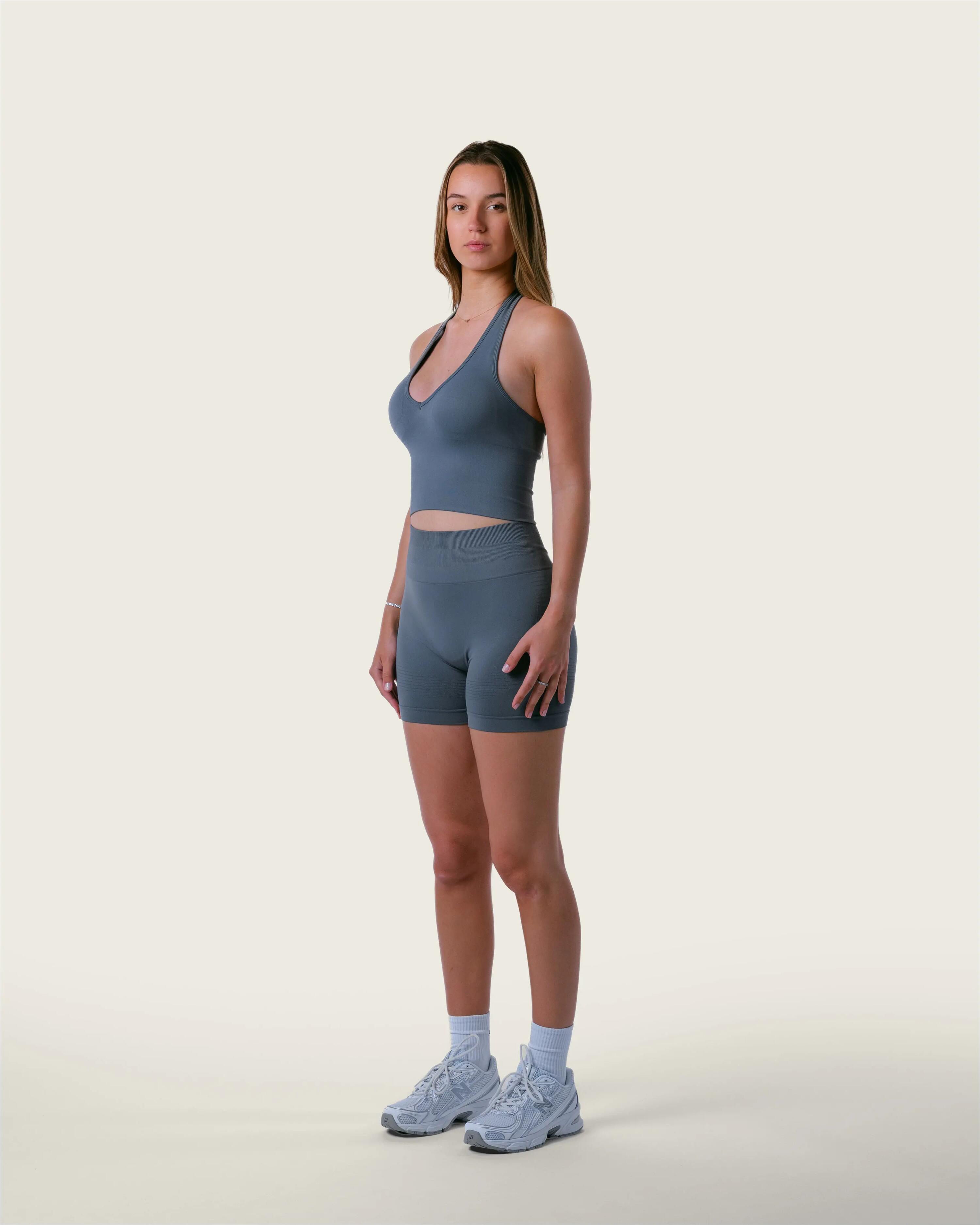 Dames naadloze short met hoge taille voor gym, pilates en yoga – leigrijs 5/5