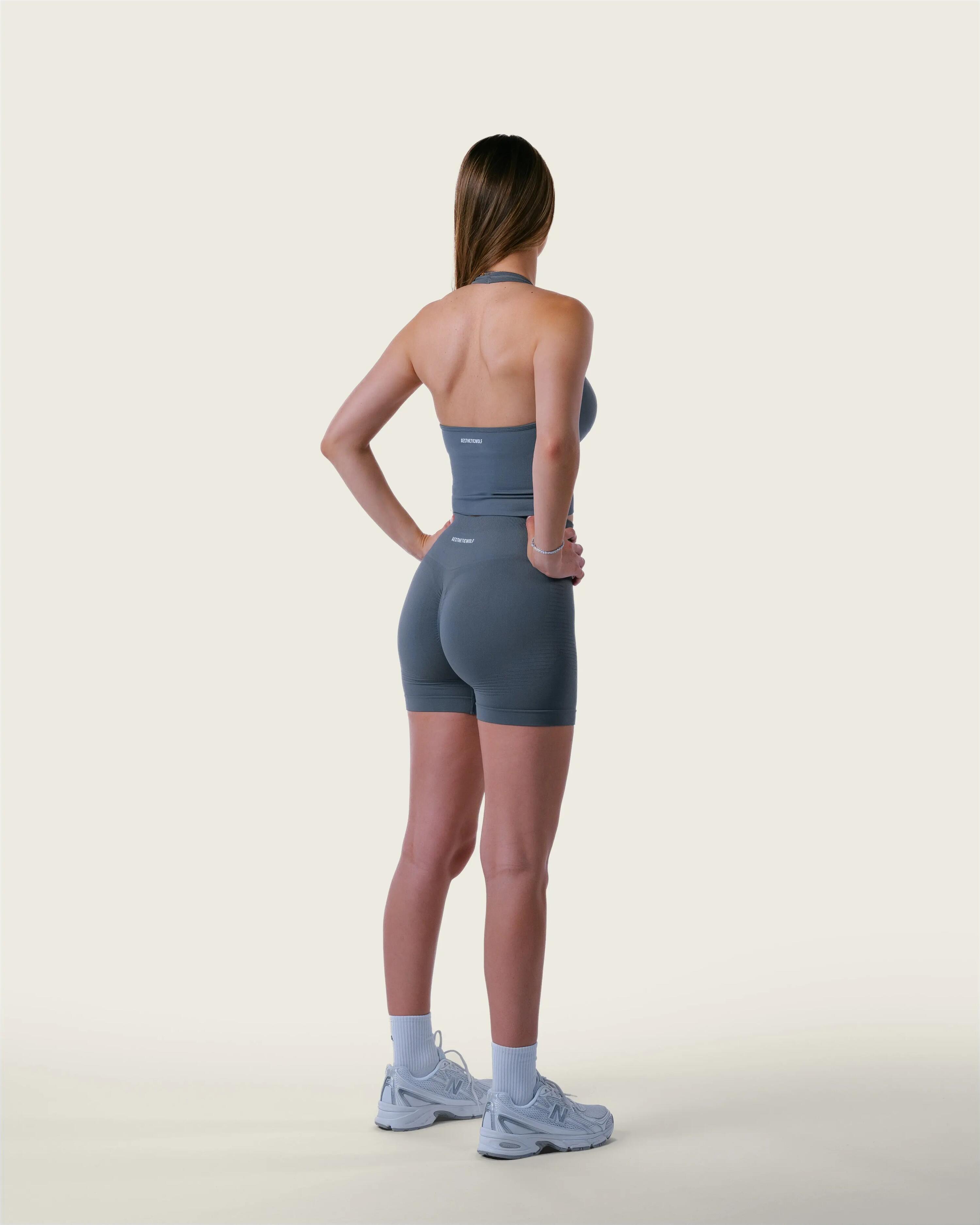 Dames naadloze short met hoge taille voor gym, pilates en yoga – leigrijs 4/5