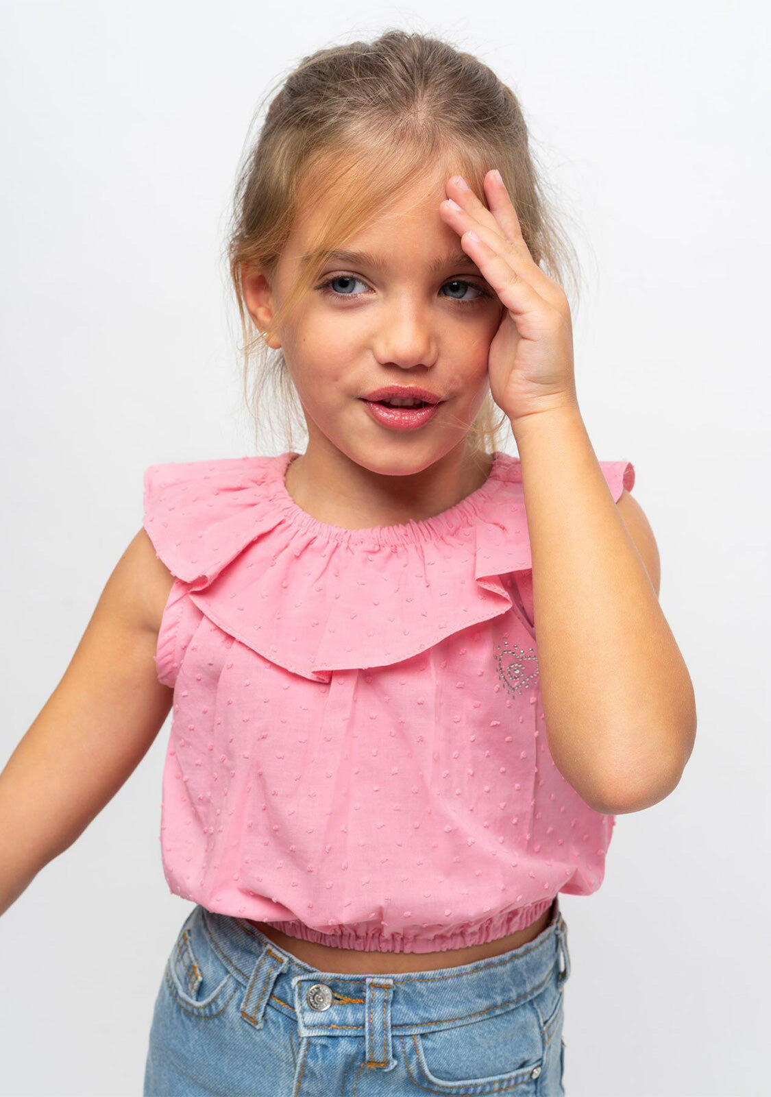 Top de Niña Volante Rosa 3/3