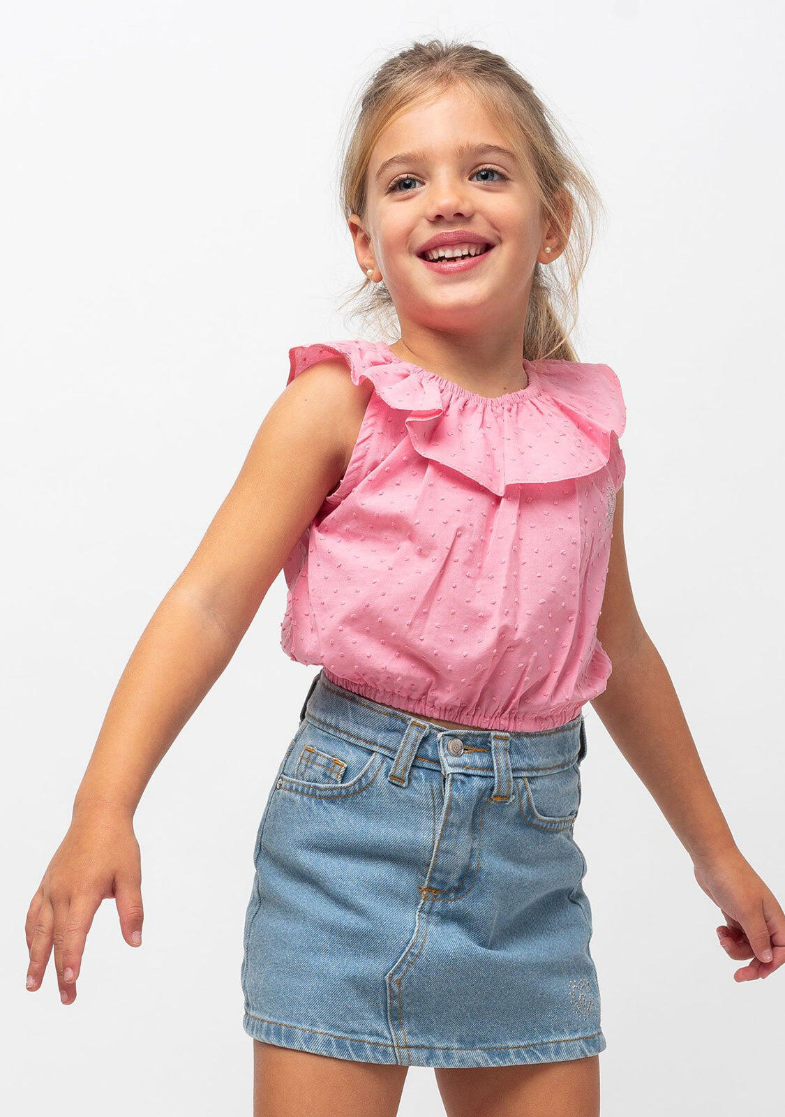 Top de Niña Volante Rosa 2/3