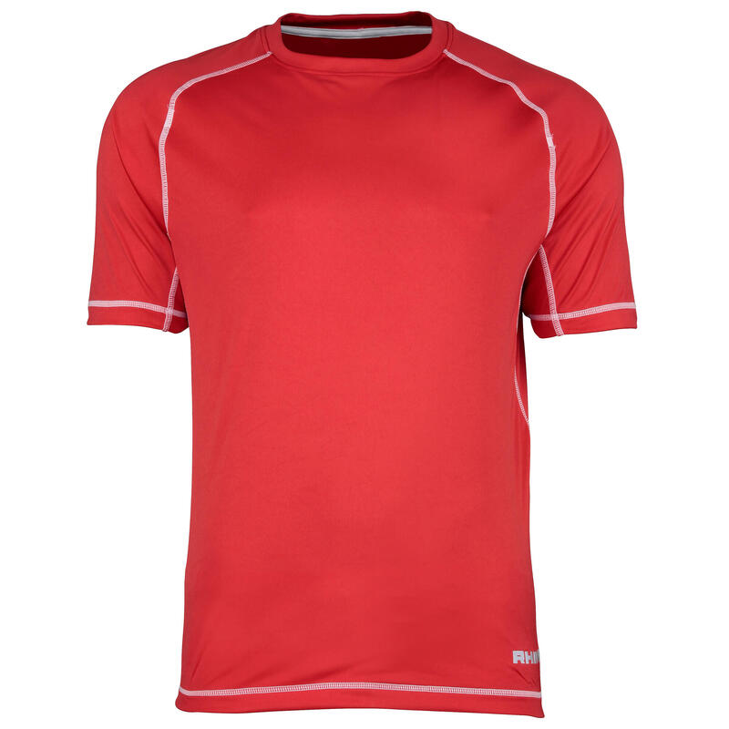 Tshirt sport à manches courtes Homme (Rouge/Surpiqûres blanches)