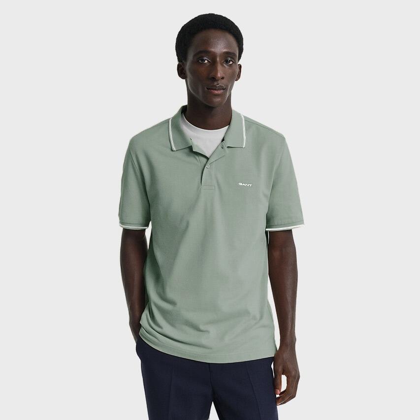 Heren Polo Shirt Pique Tipping Groen II 2/4