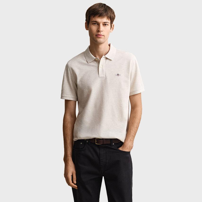 Heren Polo Shirt Pique Shield Logo Grijs III 2/5