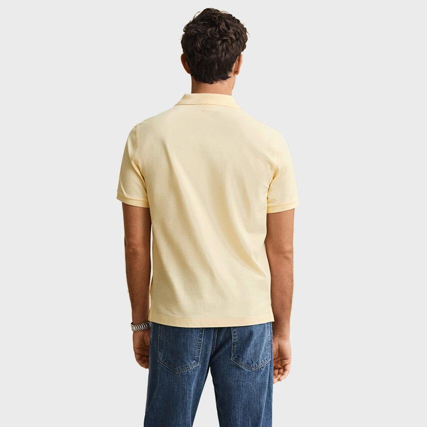 Heren Polo Shirt Pique Shield Logo Geel 3/4