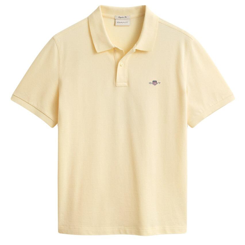 Heren Polo Shirt Pique Shield Logo Geel 1/4