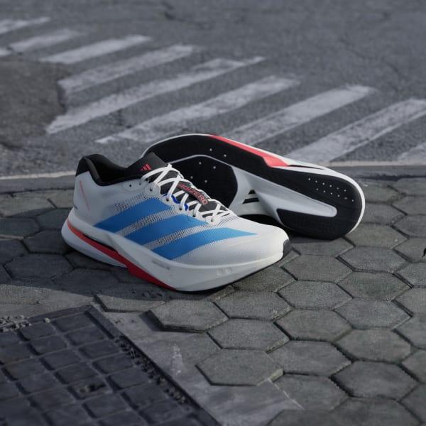 Buty biegowe adidas adizero boston 13 Biały/ Jasnoniebieski/ Złoty metaliczny 3/8