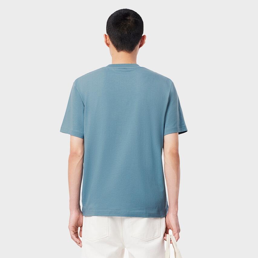 Heren O-hals Shirt Crocodile Logo Blauw IV 3/4