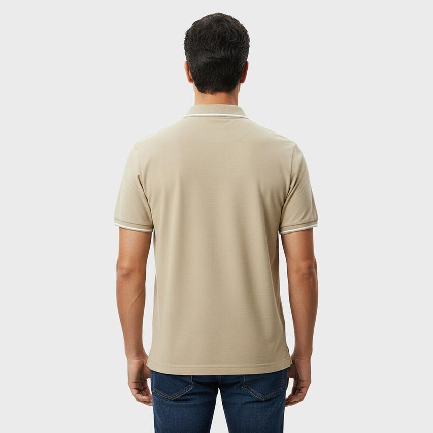 Heren Polo Shirt Pique Tipping Beige II 3/3