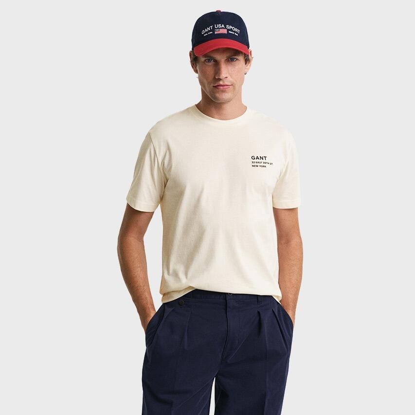 Heren O-hals Shirt Small Graphic Logo Wit 2/3
