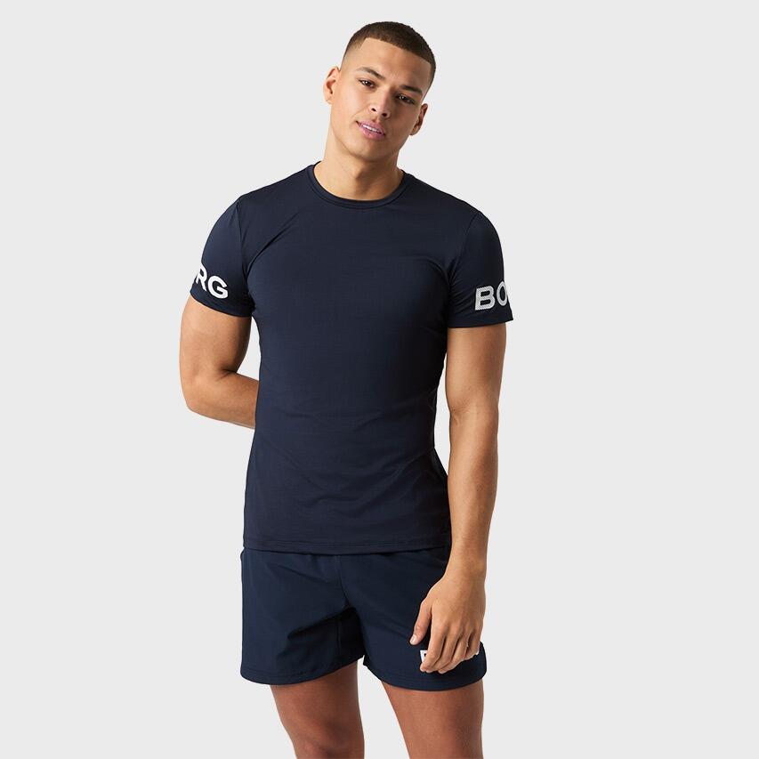 Multi-Sport Heren Performance O-hals Shirt Basic Logo Blauw 2/6