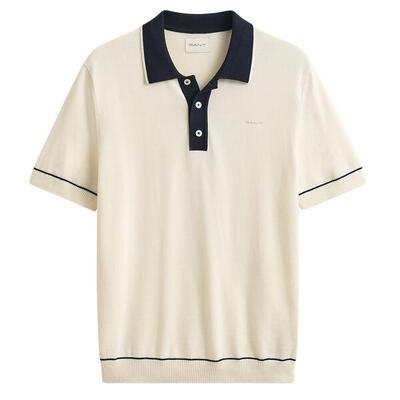 Heren polo shirt cotton modal wit