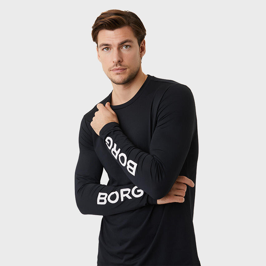 Multi-Sport Heren Performance O-hals Longsleeve Shirt Logo Zwart 2/6