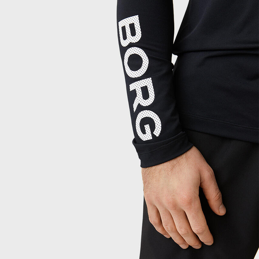 Multi-Sport Heren Performance O-hals Longsleeve Shirt Logo Zwart 5/6