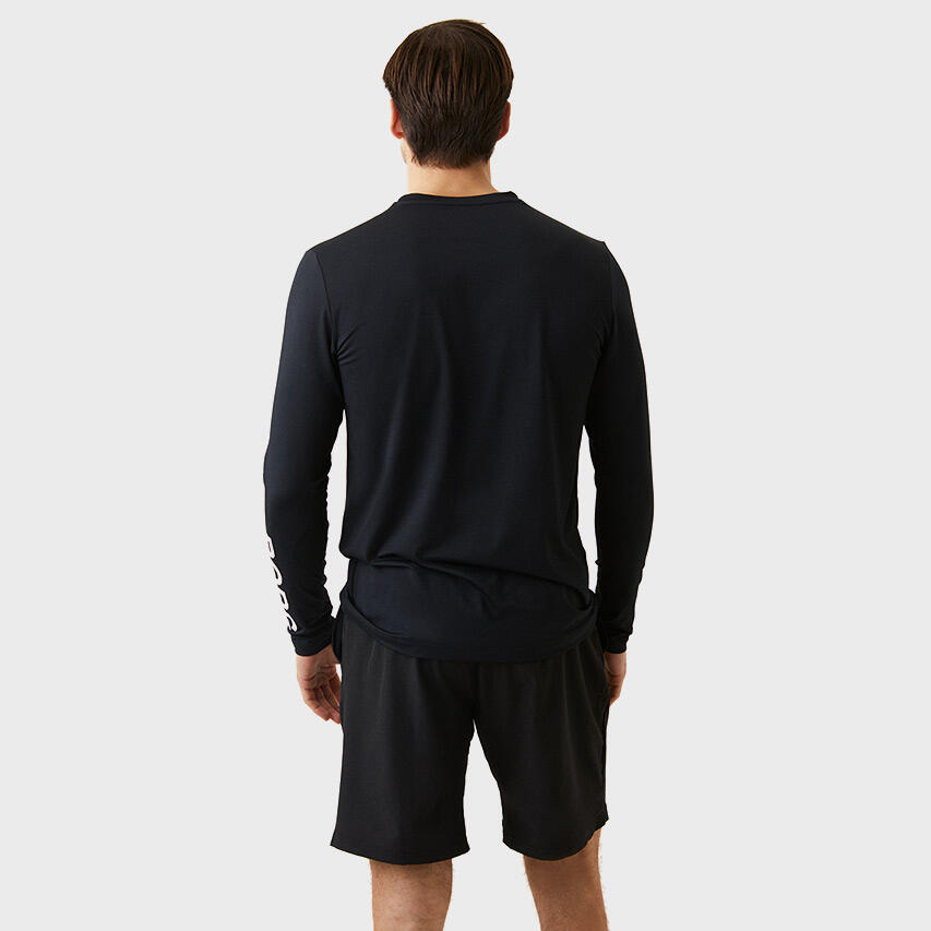 Multi-Sport Heren Performance O-hals Longsleeve Shirt Logo Zwart 4/6