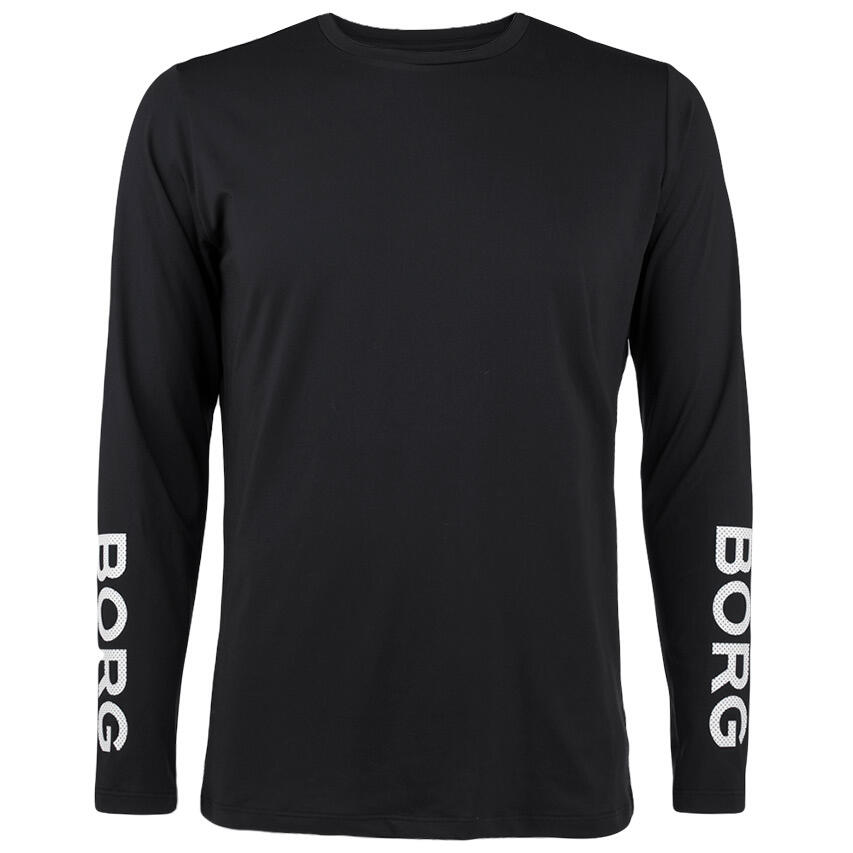 Multi-Sport Heren Performance O-hals Longsleeve Shirt Logo Zwart 1/6