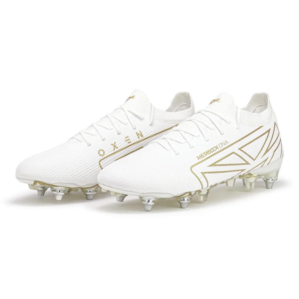 Oxen Metasock Hawkshift SG Rugby Boots White and Gold