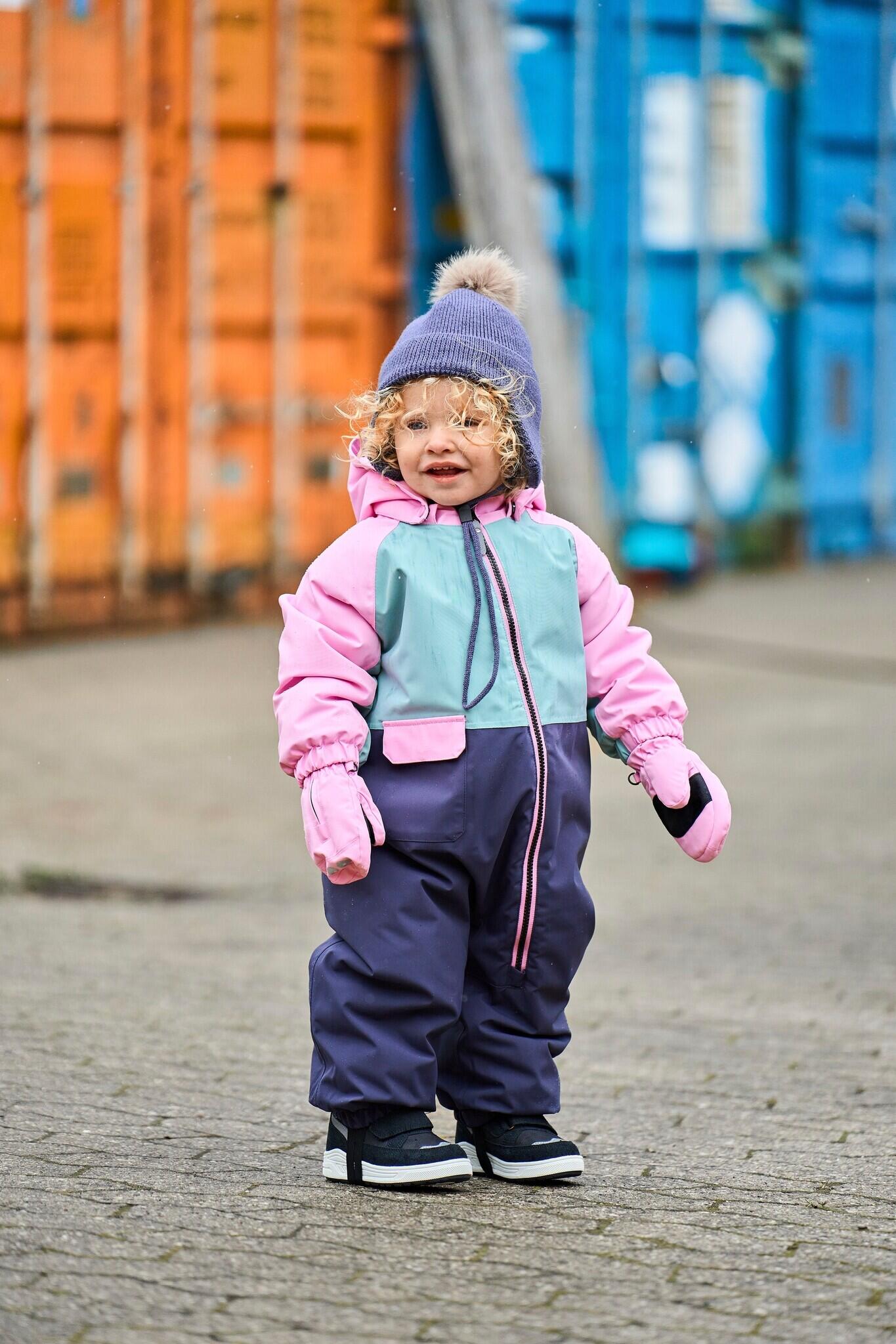Kleinkinder Schneeoverall Colorblock Bonbon 3/5
