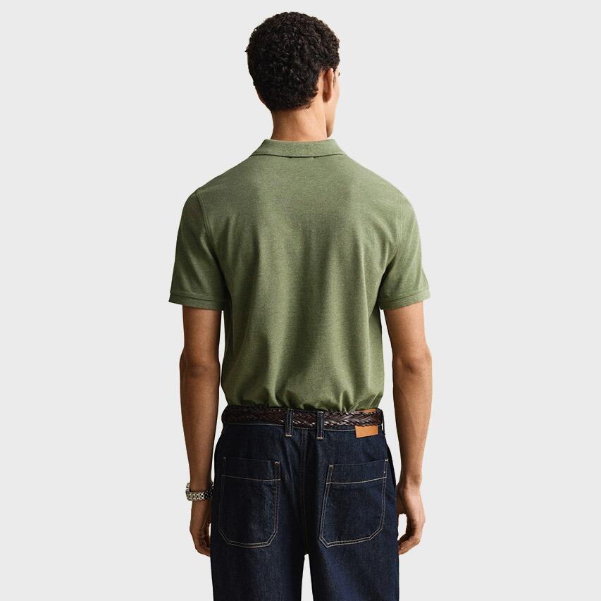 Heren Polo Shirt Pique Shield Logo Groen II 3/5