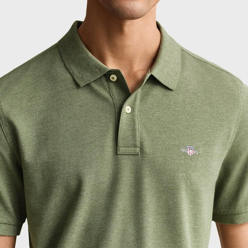 Heren Polo Shirt Pique Shield Logo Groen II 5/5