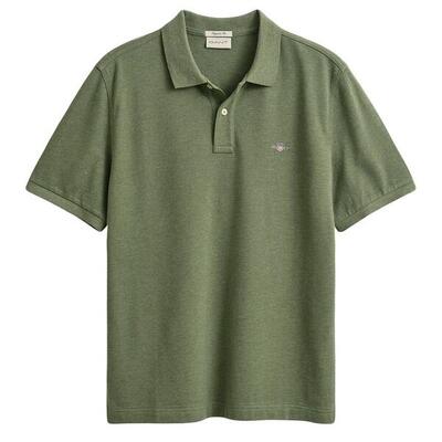 Heren polo shirt pique shield logo groen ii