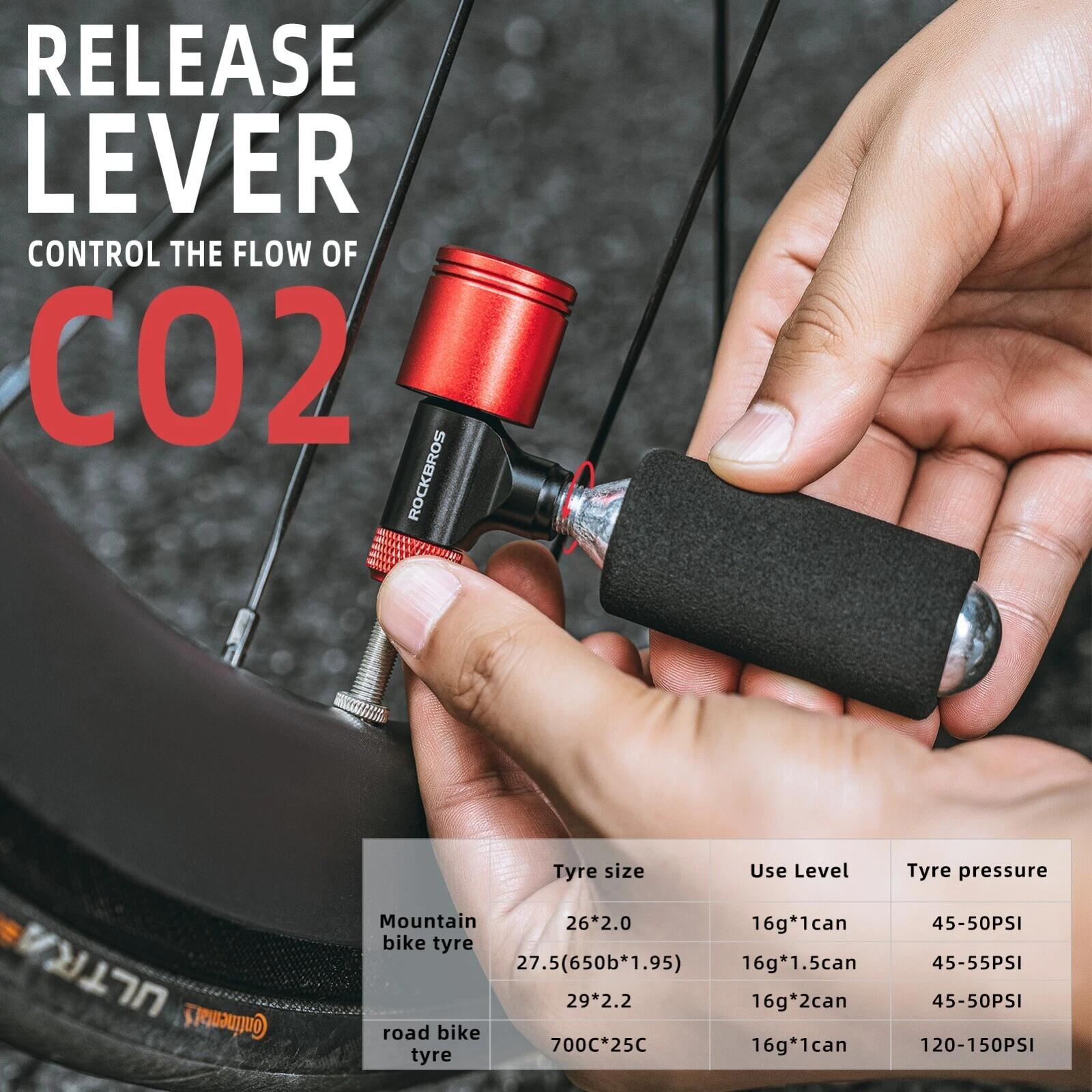 ROCKBROS Mini CO2-Luftpumpe 160 PSI mit Barometer 2/7