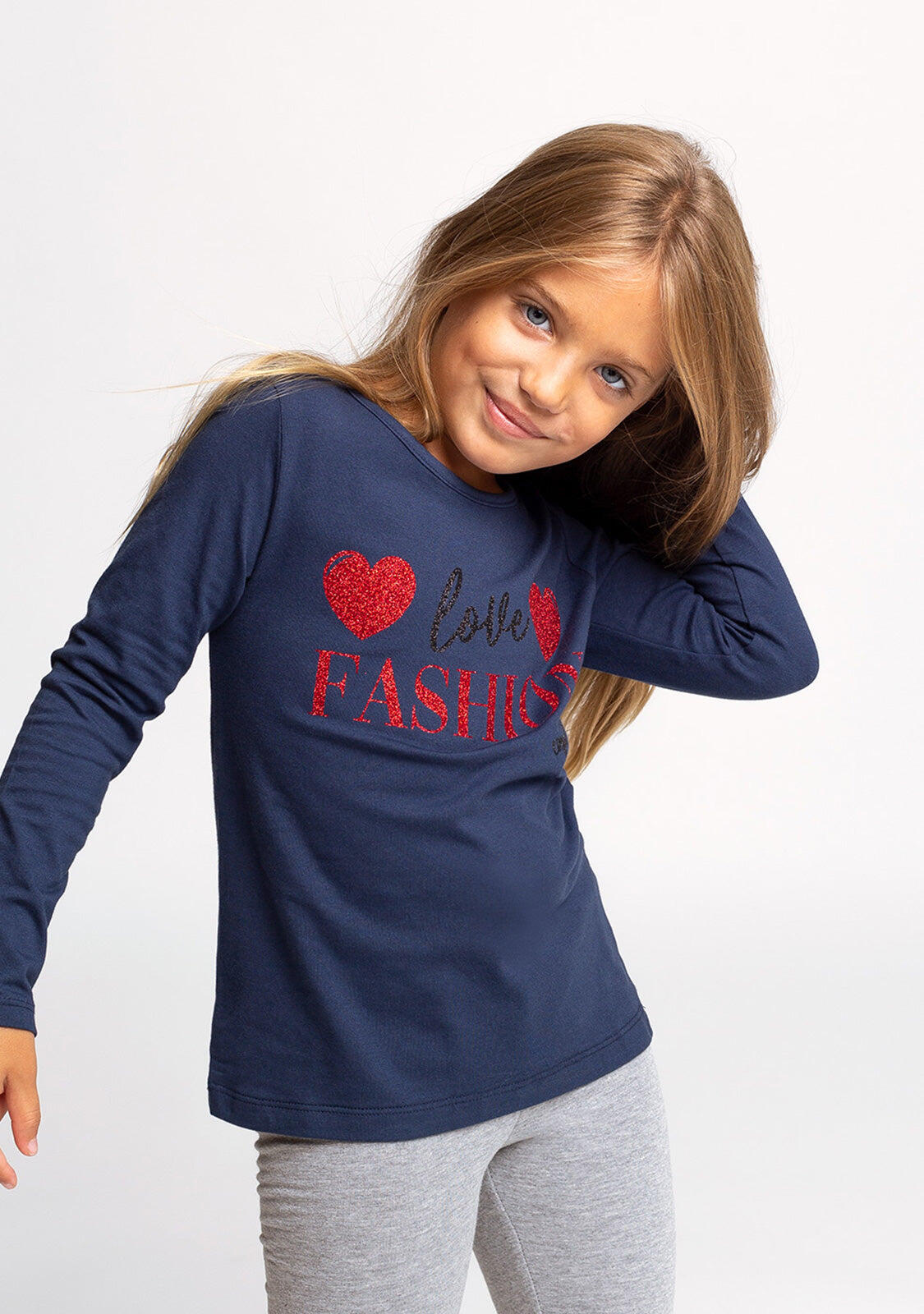 Camiseta Manga Larga Logo Fashion en Azul 3/3