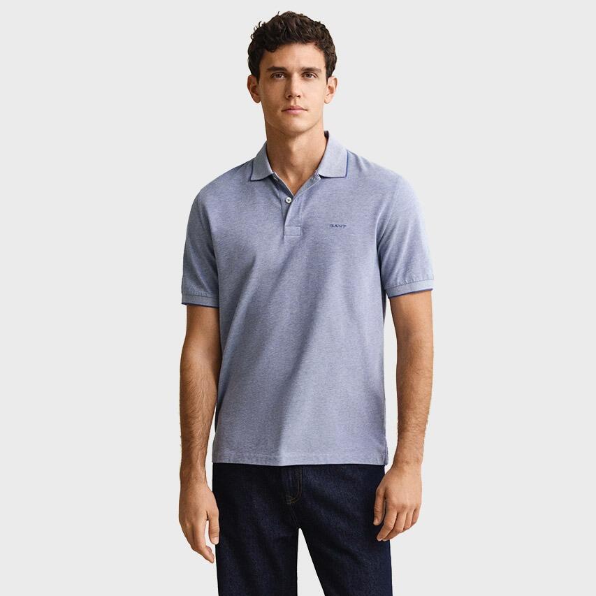 Heren Polo Shirt 2 Tone Blauw 2/5