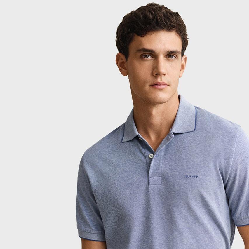 Heren Polo Shirt 2 Tone Blauw 5/5