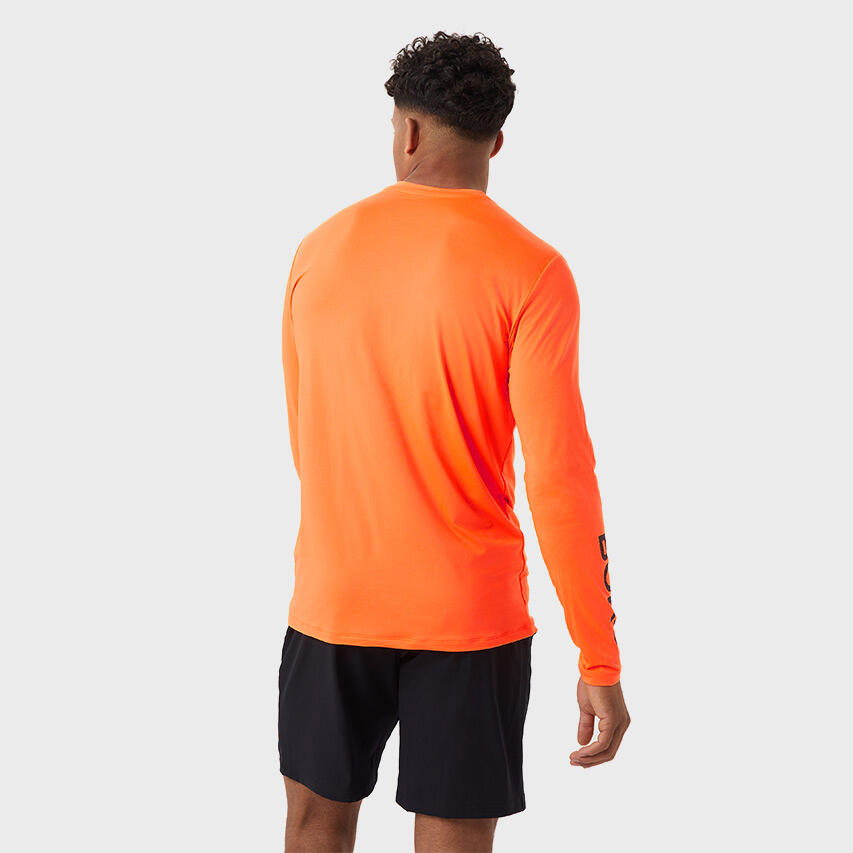 Multi-Sport Heren Performance O-hals Longsleeve Shirt Logo Neon Oranje 3/5