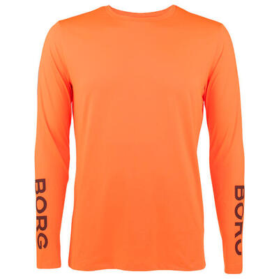 Multi-sport heren performance o-hals longsleeve shirt logo neon oranje