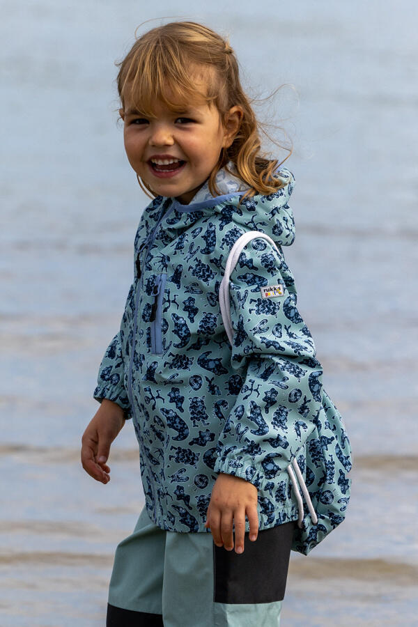 Kinder Regenjacke Travelino blue surf monster 2/3