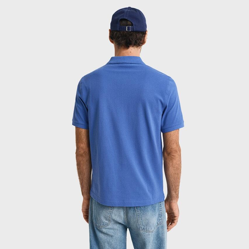 Heren Polo Shirt Pique Shield Logo Blauw II 3/3