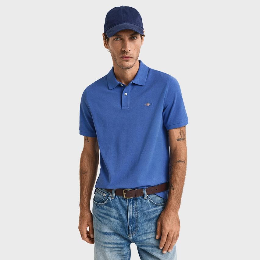 Heren Polo Shirt Pique Shield Logo Blauw II 2/3
