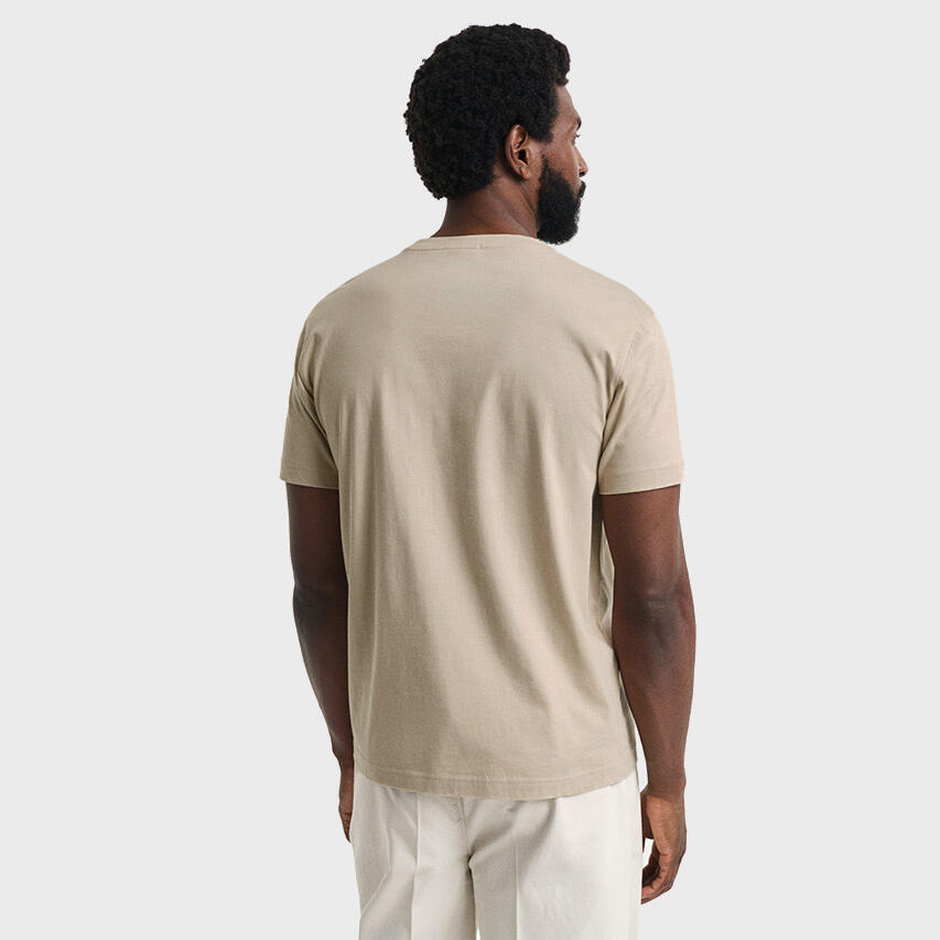 Heren O-hals Shirt Shield Logo Beige 3/4
