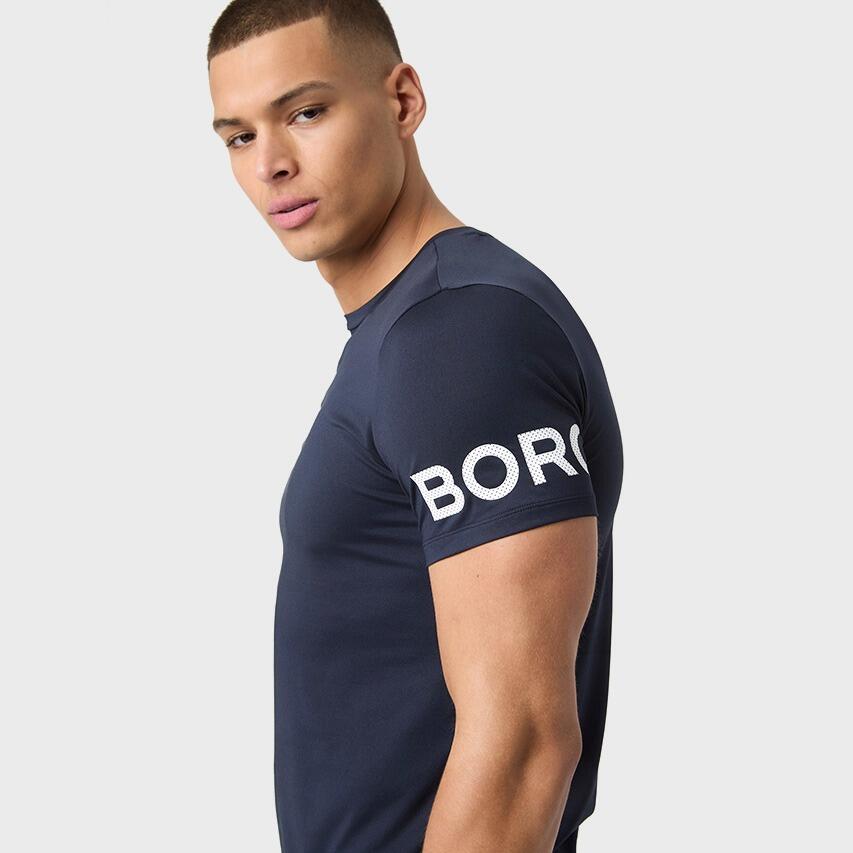 Multi-Sport Heren Performance O-hals Shirt Borg Blauw IV 3/5