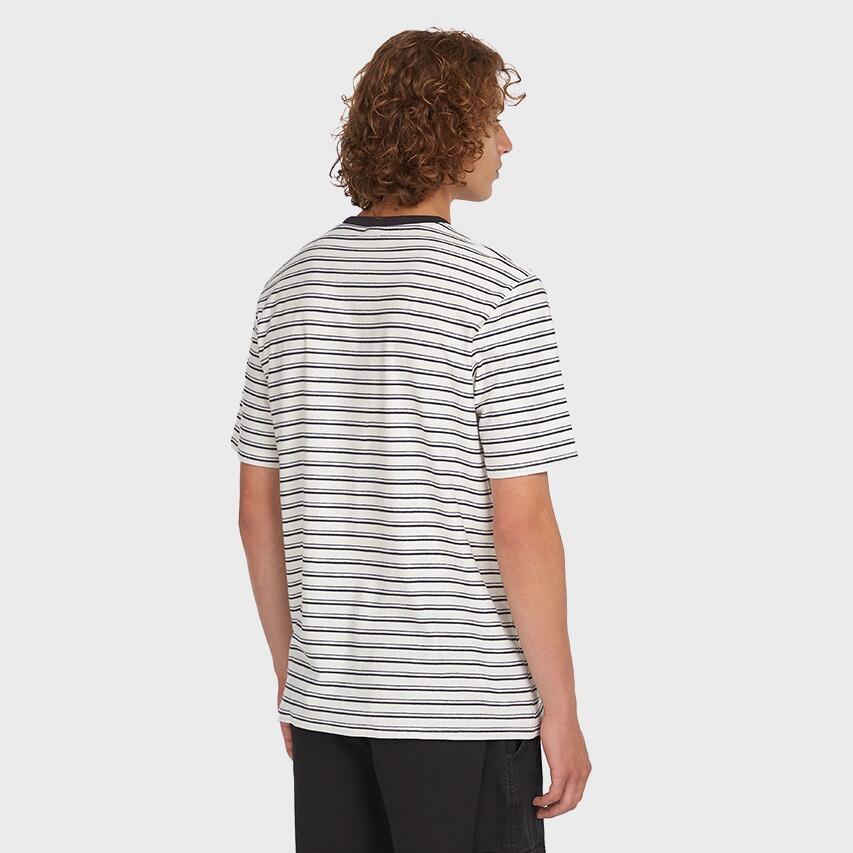 Heren O-hals Shirt Yarn Stripe Zwart & Wit Zwart/wit 3/5