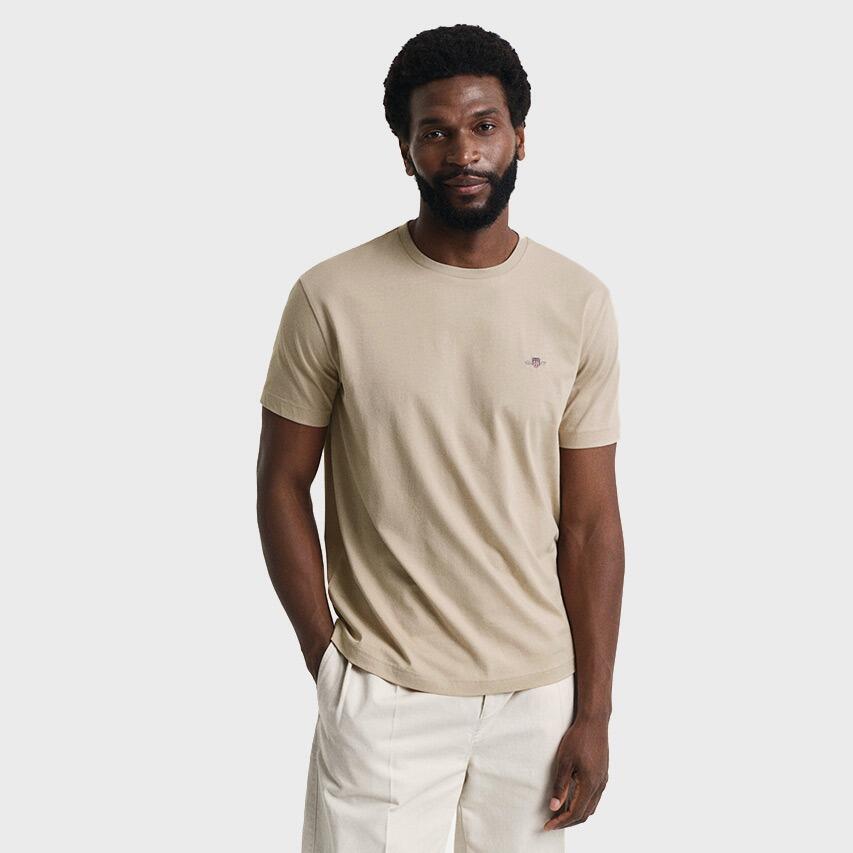 Heren O-hals Shirt Shield Logo Beige 2/4