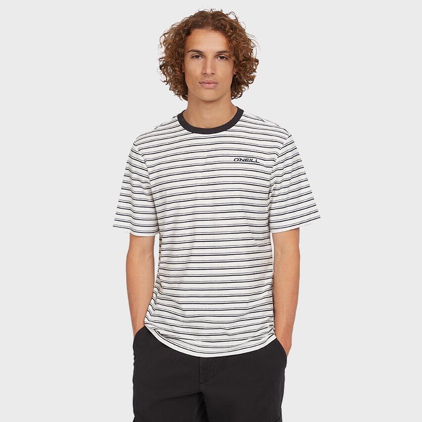 Heren O-hals Shirt Yarn Stripe Zwart & Wit Zwart/wit 2/5