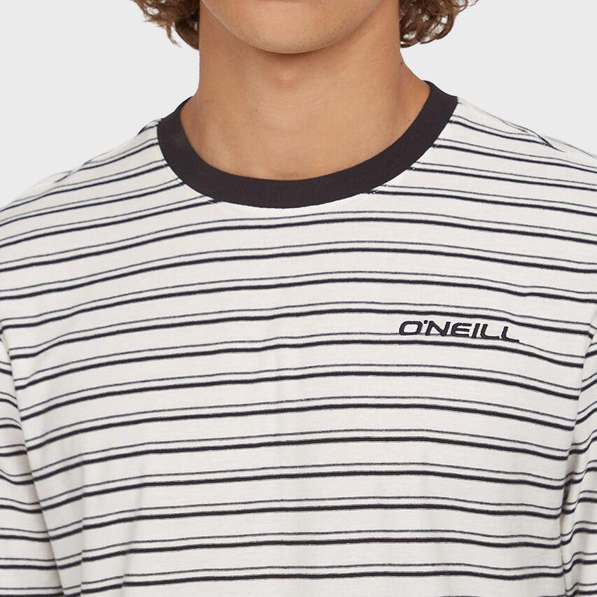 Heren O-hals Shirt Yarn Stripe Zwart & Wit Zwart/wit 4/5