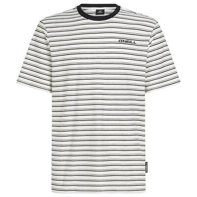 Heren o-hals shirt yarn stripe zwart & wit zwart/wit