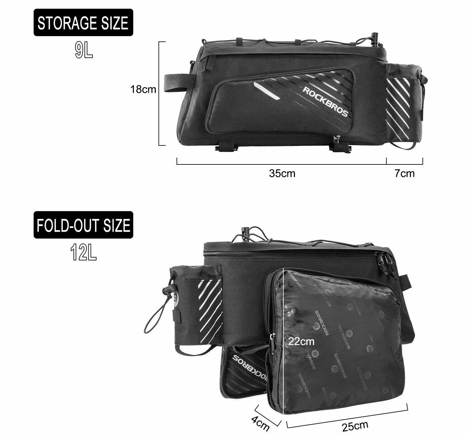 ROCKBROS Gepäcktasche mit Wasserflaschenfach & Spannseil 7/7