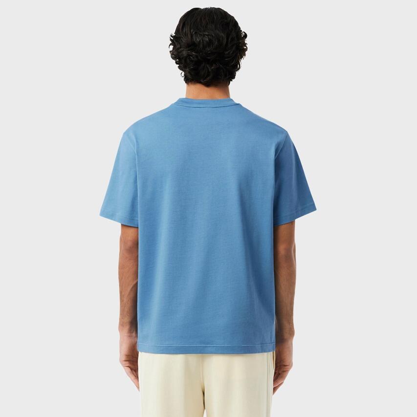 Heren O-hals Shirt Crocodile Logo Blauw V 3/7