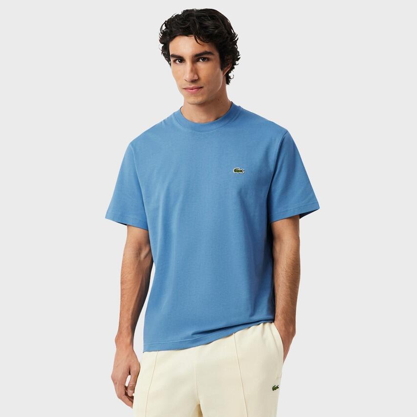 Heren O-hals Shirt Crocodile Logo Blauw V 2/7