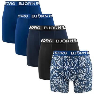 Multi-sport heren sports 5-pack microfiber boxers basic print blauw