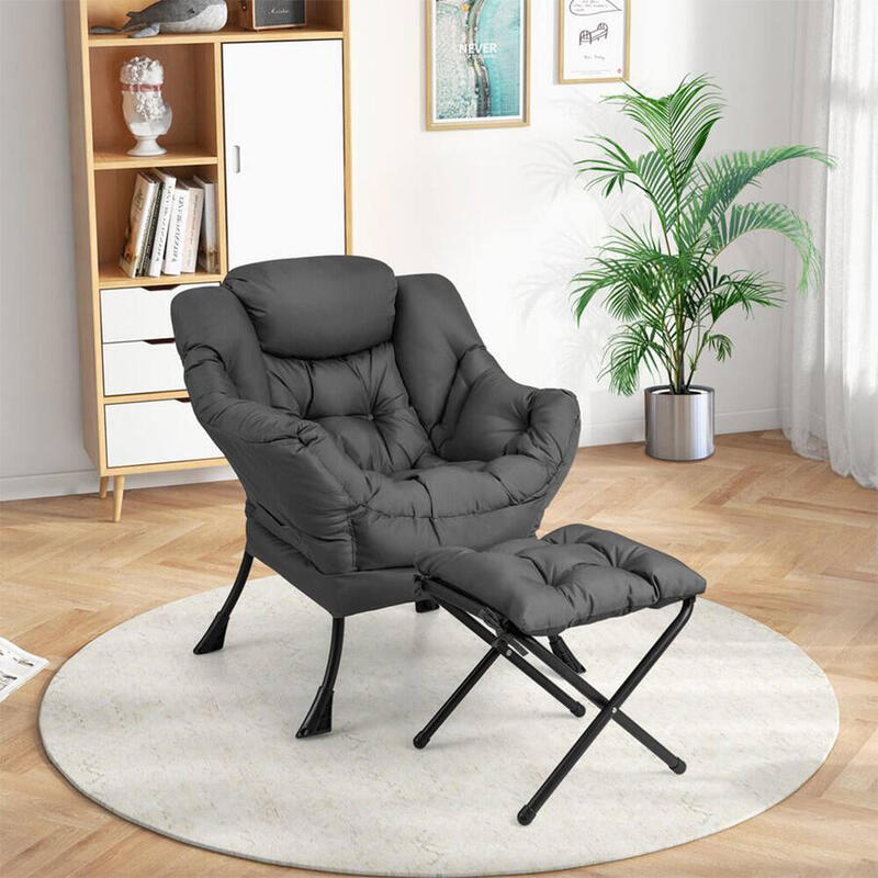 Fotoliu relaxant cu suport pentru picioare, gri închis