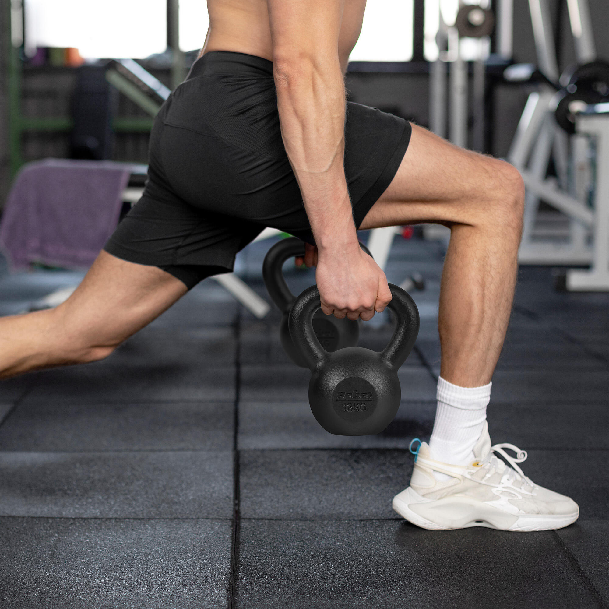 Kettlebell żeliwny 4kg kettle hantel obciążenie odważnik do ćwiczeń Rebel 5/7
