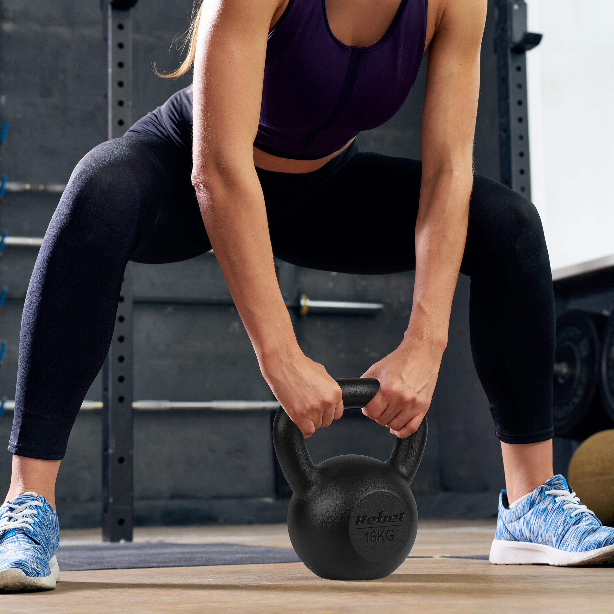 Kettlebell żeliwny 4kg kettle hantel obciążenie odważnik do ćwiczeń Rebel 4/7