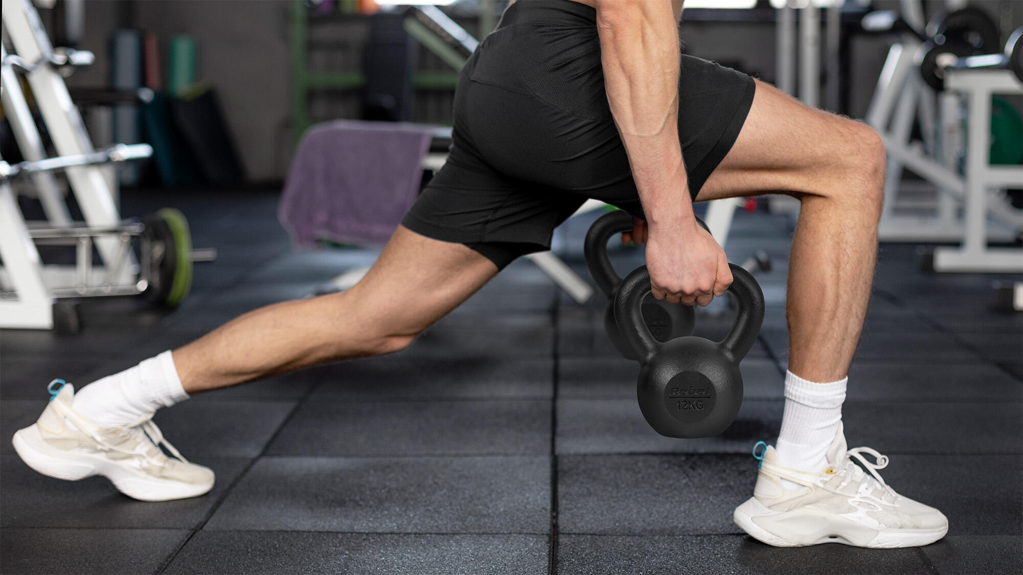 Kettlebell żeliwny 4kg kettle hantel obciążenie odważnik do ćwiczeń Rebel 6/7