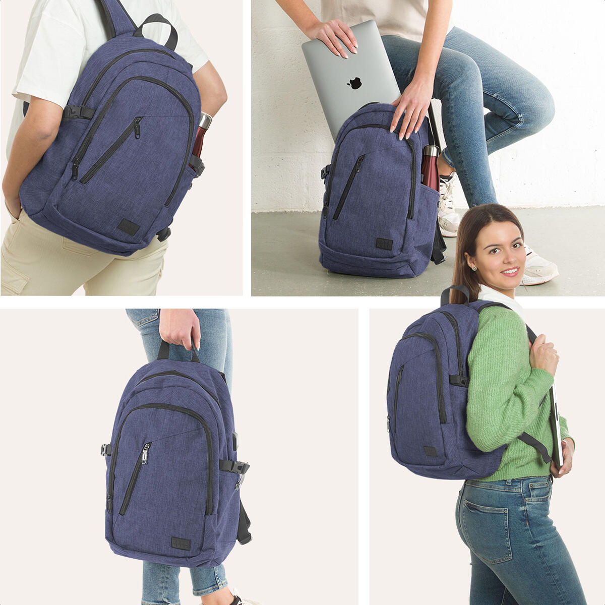 Rugzak met laptopvak - spatwaterdicht - Blauw 3/5
