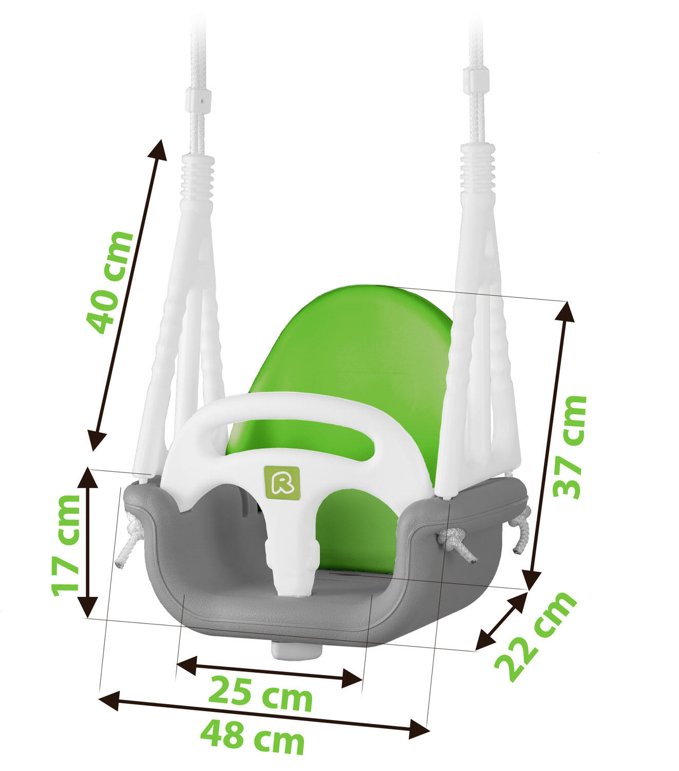Huśtawka kubełkowa Słonik 3w1 Ricokids szaro zielona 3/7